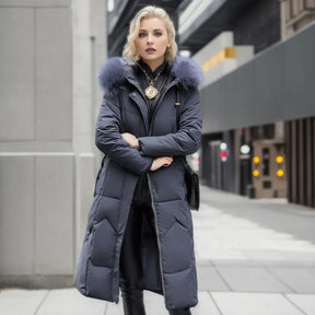 Women's Long Quilted Down Coat | Katharina in White - Juana Fashion