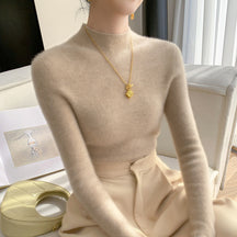 Women's Cashmere Long Sleeve Mock Neck Top — View 6