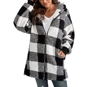 Women's Plaid Hooded Coat — View 7