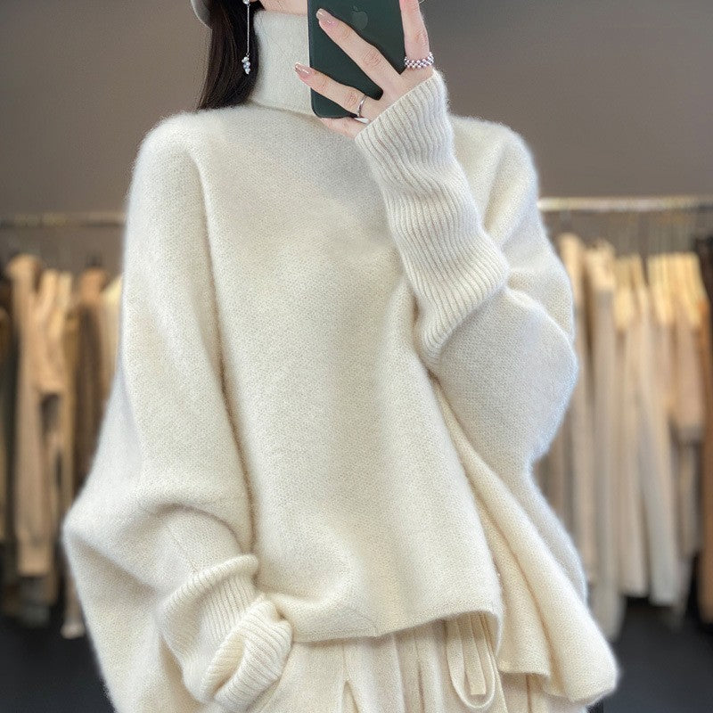 Women's Wool Relaxed Fit Mock Neck Sweater — View 1