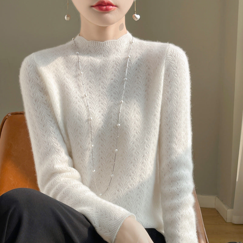 Women's Cashmere Jacquard Mock Neck Sweater — View 1