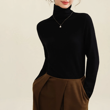 Women's Wool Blend Mock Neck Sweater — View 6