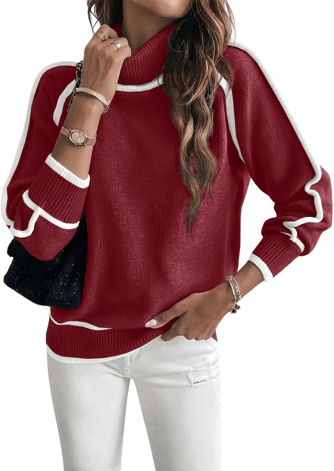 Women's Raglan Sleeve Mock Neck Sweater — View 9