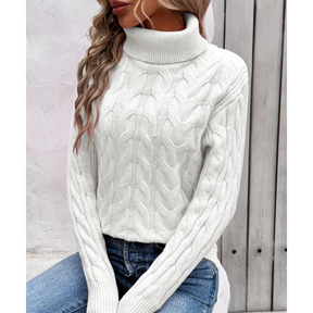 Women's Cable Knit Turtleneck Sweater — View 12