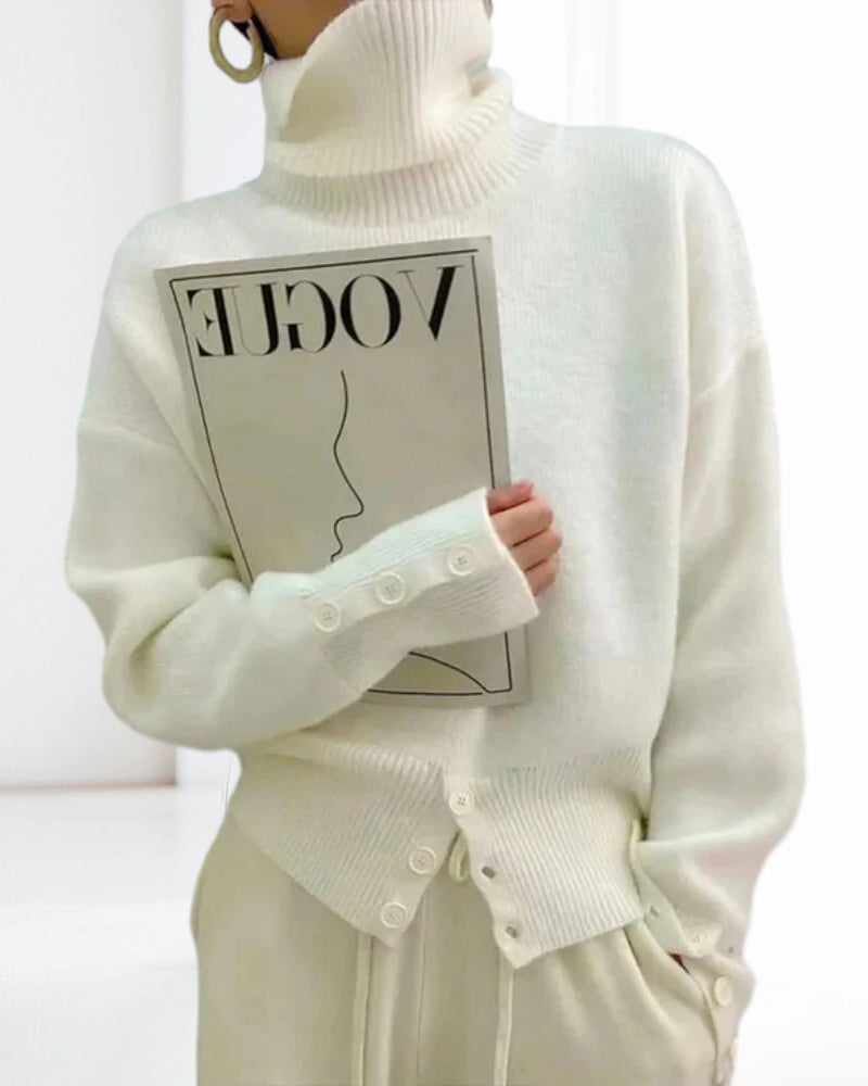 Women's Button Detail Turtleneck Sweater — View 1