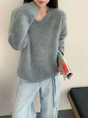 Women's Cashmere Blend V Neck Sweater — View 8
