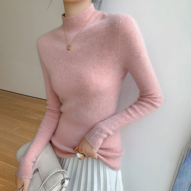 Women's Cashmere Fitted Mock Neck Sweater — View 2
