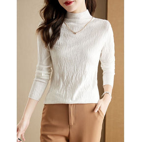 Women's Wool Textured Mock Neck Sweater — View 1