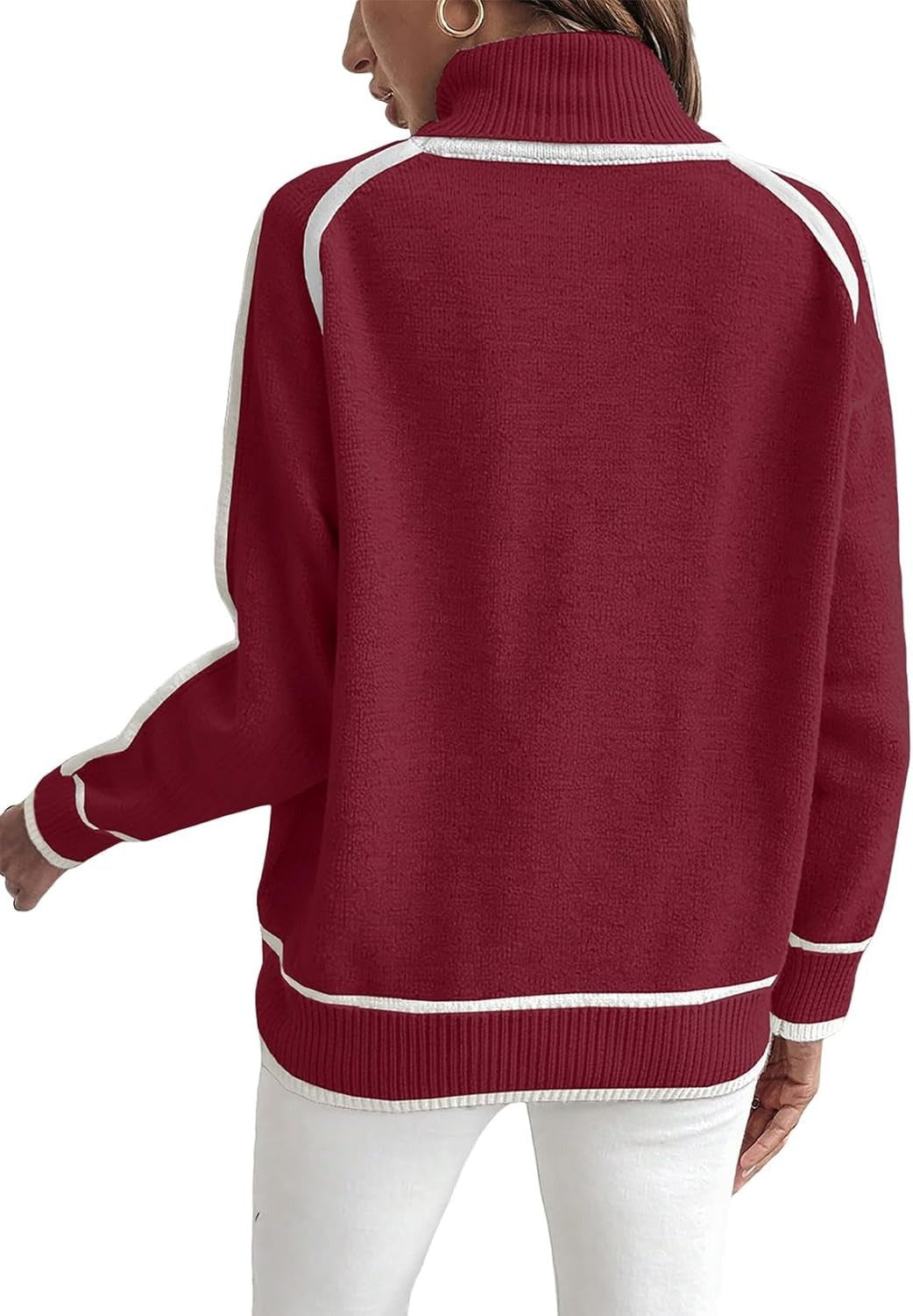 Women's Relaxed Fit Mock Neck Sweater — View 9