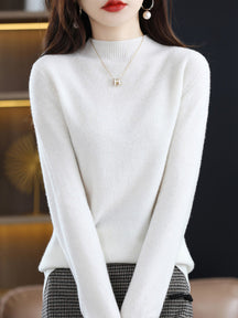 Women's Wool Mock Neck Sweater — View 3