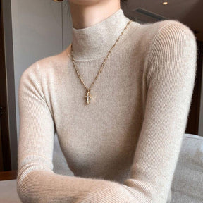Women's Fitted Mock Neck Sweater — View 5