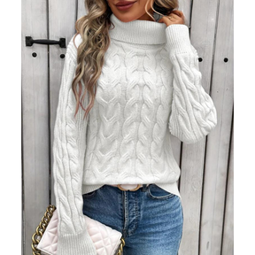 Women's Cable Knit Turtleneck Sweater — View 9