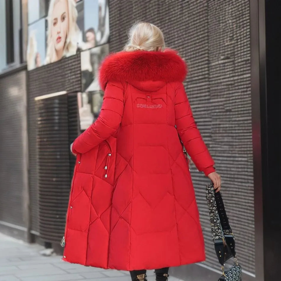 Women's Long Quilted Down Coat | Katharina in Black - Juana Fashion