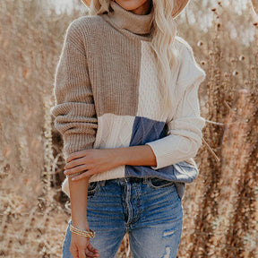 Women's Colorblock Turtleneck Sweater — View 1