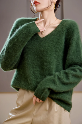 Women's Cashmere Blend V Neck Sweater — View 6