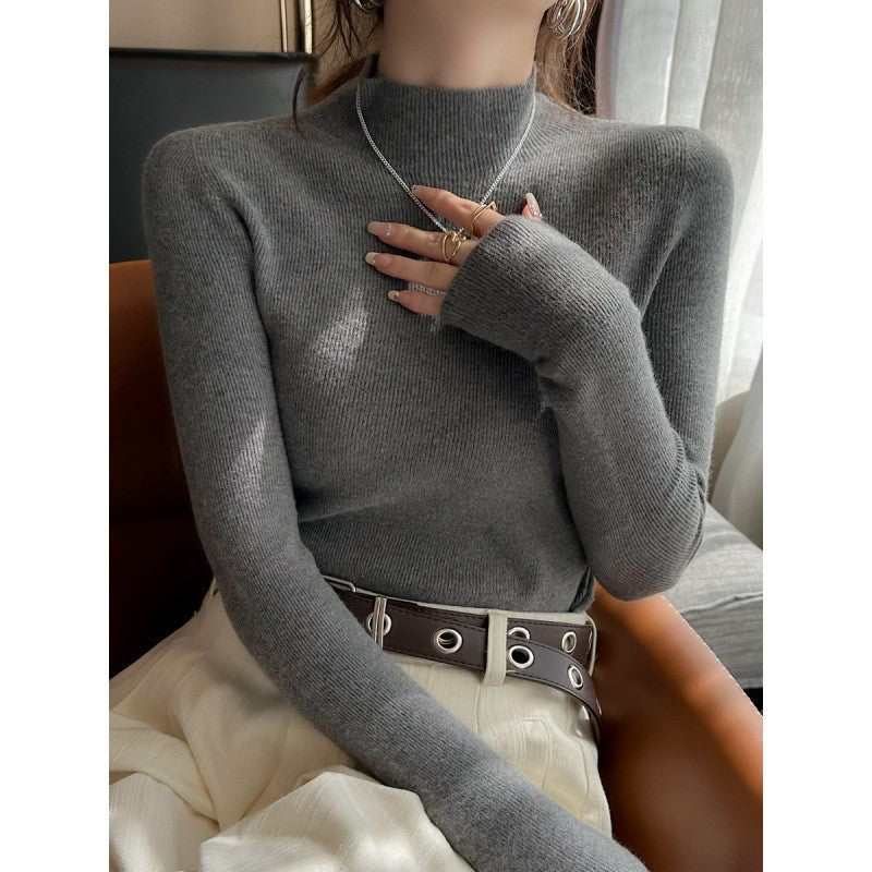 Women's Fitted Long Sleeve Crewneck Sweater — View 2