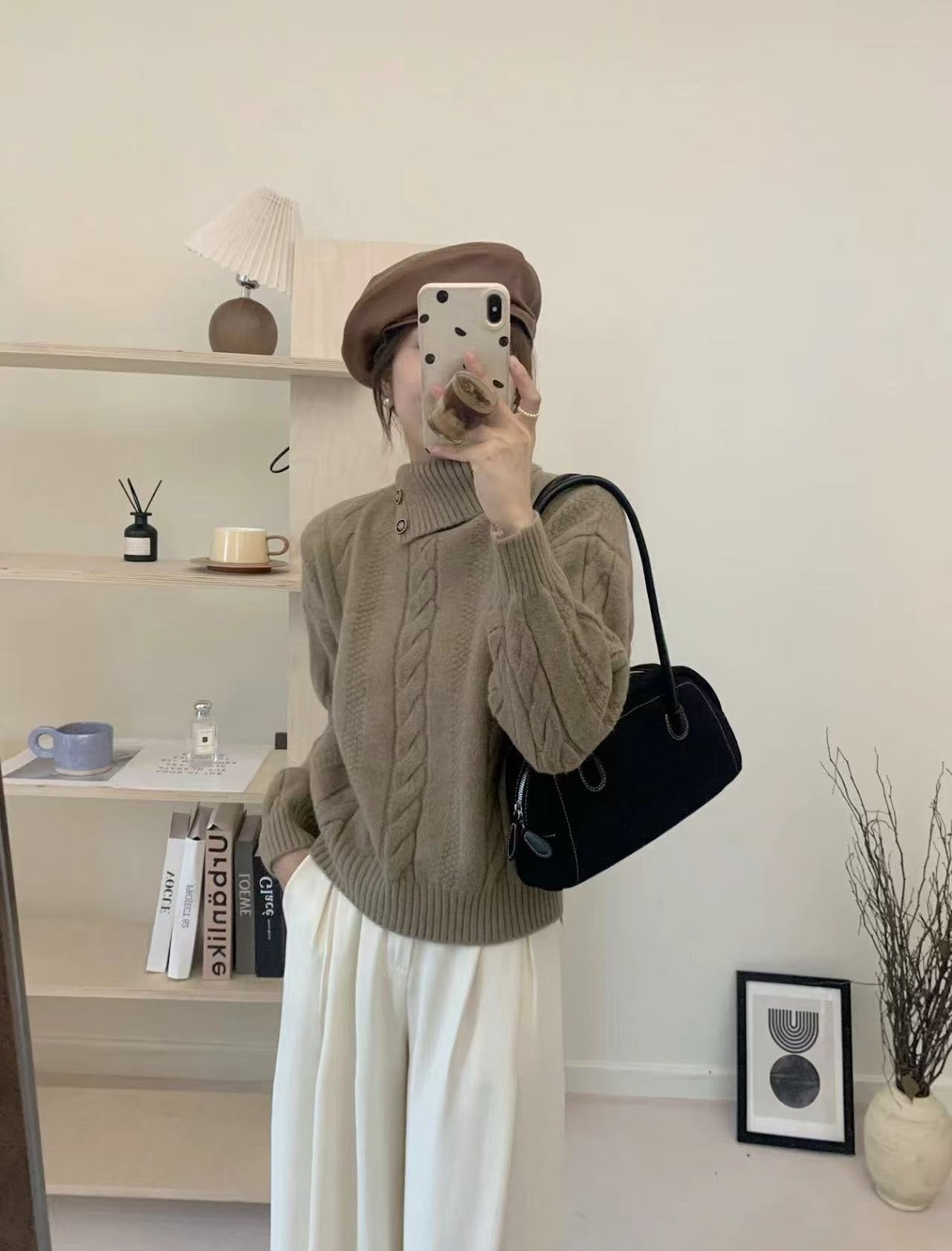 Women's Cable Knit Asymmetric Short Sweater — View 10