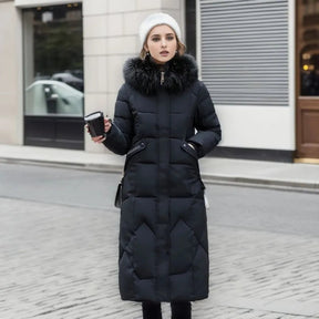 Women's Long Quilted Down Coat | Katharina in Green - Juana Fashion