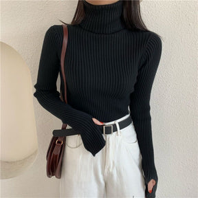 Women's Fitted Thumbhole Turtleneck Sweater — View 6