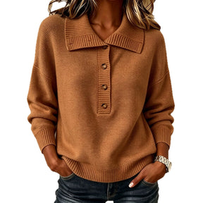 Women's Button Detail Mock Neck Sweater — View 4