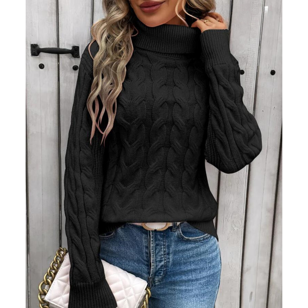Women's Cable Knit Turtleneck Sweater — View 7