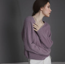 Women's Cashmere Blend Crewneck Sweater — View 8