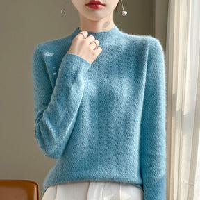 Women's Cashmere Jacquard Mock Neck Sweater — View 2