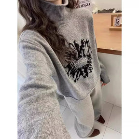 Women's Relaxed Fit Jacquard Turtleneck Sweater — View 3