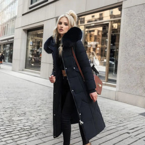 Women's Long Quilted Down Coat | Katharina in Red - Juana Fashion