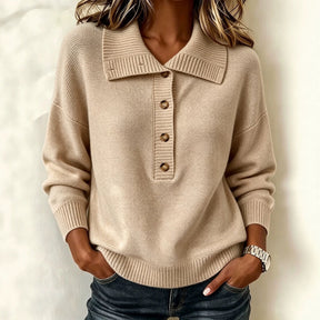 Women's Button Detail Mock Neck Sweater — View 1