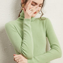 Women's Ribbed Fine Knit Turtleneck Sweater — View 7