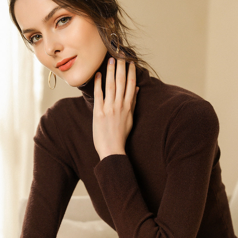 Women's Ribbed Fine Knit Turtleneck Sweater — View 16