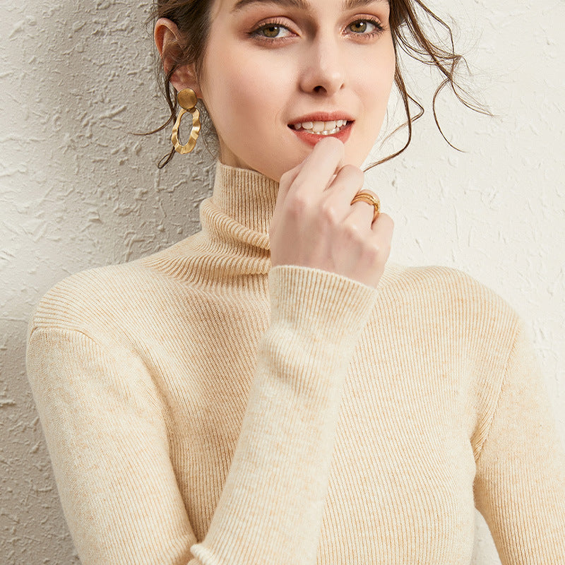 Women's Ribbed Fine Knit Turtleneck Sweater — View 10