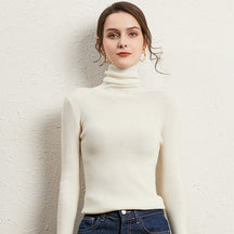 Women's Ribbed Fine Knit Turtleneck Sweater — View 20
