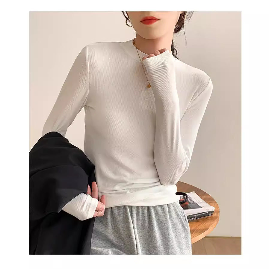 Women's Long Sleeve Mock Neck Top — View 1