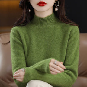 Women's Wool Ribbed Textured Mock Neck Sweater — View 9