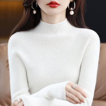 Women's Cashmere Mock Neck Sweater — View 4