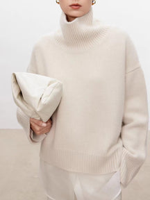 Women's Wool Relaxed Fit Mock Neck Sweater — View 10