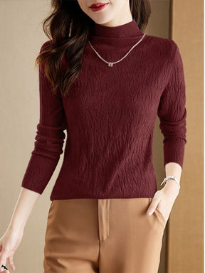 Women's Wool Textured Mock Neck Sweater — View 11