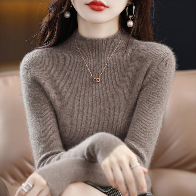 Women's Wool Fitted Fine Knit Sweater — View 7