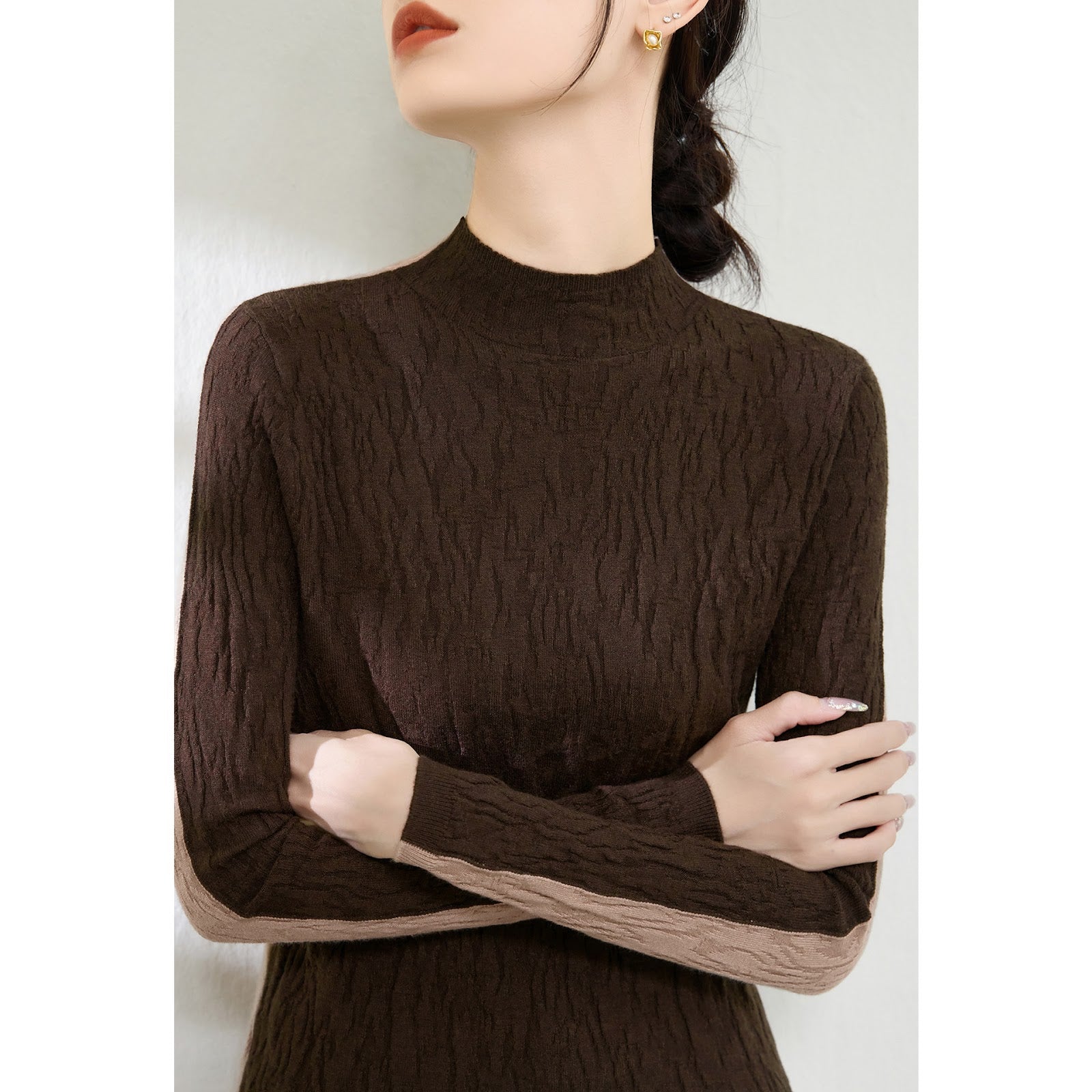 Women's Textured Reversible Mock Neck Sweater — View 1