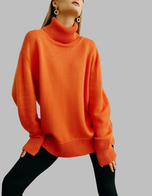 Women's Relaxed Fit Turtleneck Sweater — View 12