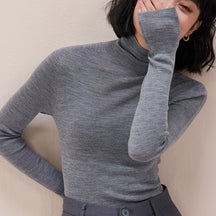 Women's Wool Mock Neck Sweater — View 5