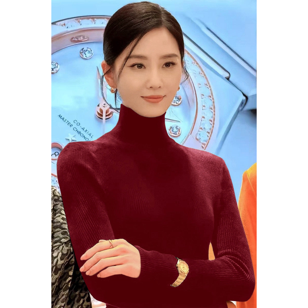 Women's Long Sleeve Mock Neck Sweater — View 3
