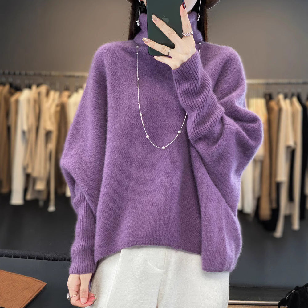 Women's Wool Relaxed Fit Mock Neck Sweater — View 2