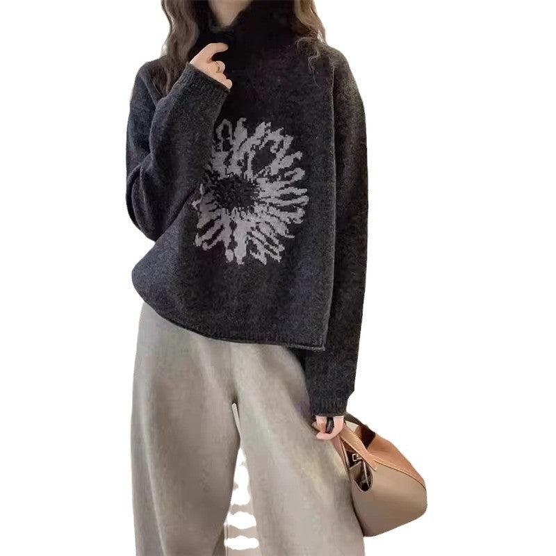 Women's Relaxed Fit Jacquard Turtleneck Sweater — View 5