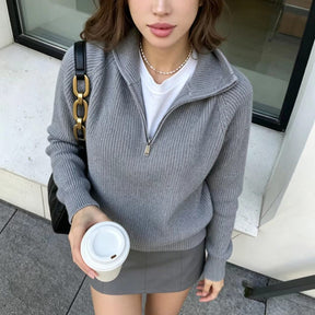 Women's Half Zip Mock Neck Sweater — View 1