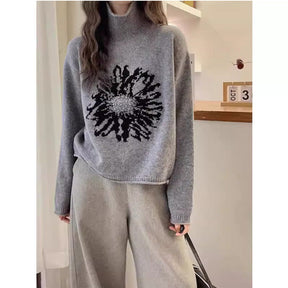 Women's Relaxed Fit Jacquard Turtleneck Sweater — View 7