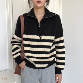 Women's Striped Zip Front Cardigan — View 3