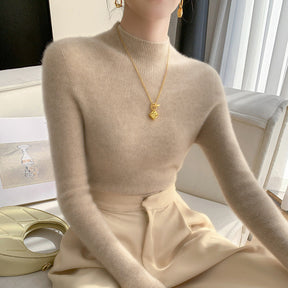 Women's Cashmere Fitted Mock Neck Sweater — View 1